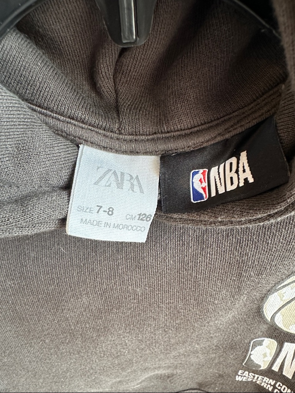 NBA Kids Gray Hoodie with White Basketball Logo - Picture 2 of 5